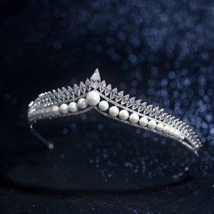 Pearl Bride Crown Hair Headband Clasp Diamond